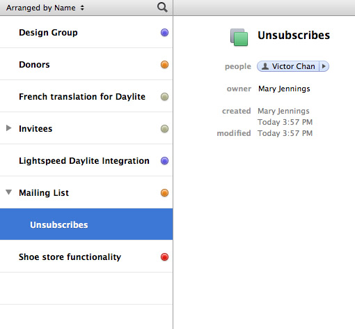 Victor Chan now appears in the "Unsubscribes" group in Daylite