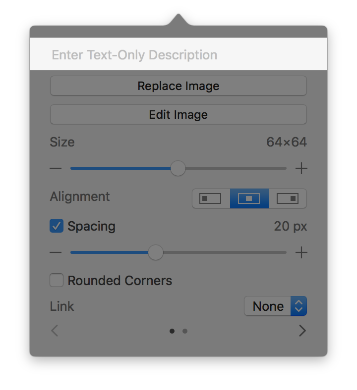 Screenshot of the image editor popover